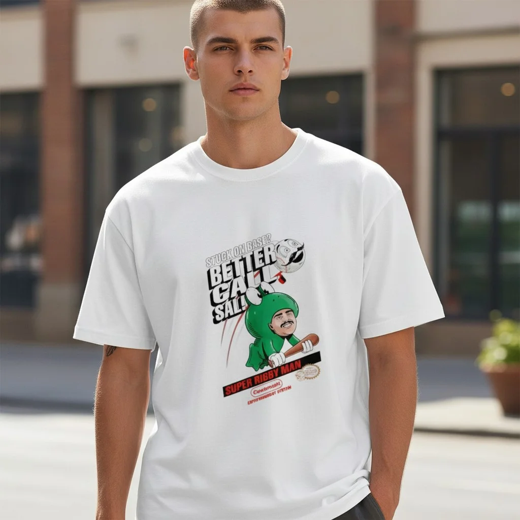 Better Call Saul Super Ribby Man Baseball Parody Cartoon Tee Funny Lawyer Gift