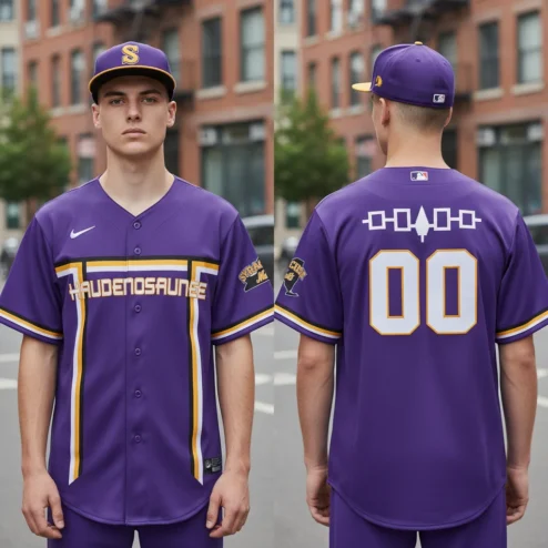 Haudenosaunee Baseball Jersey Custom Number Heritage Purple Team Wear