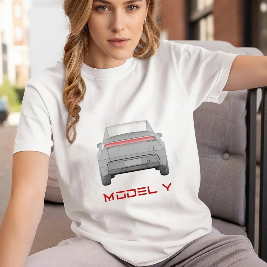 Tesla Model Y Rear Wireframe Tee Electric Vehicle Owner Gift
