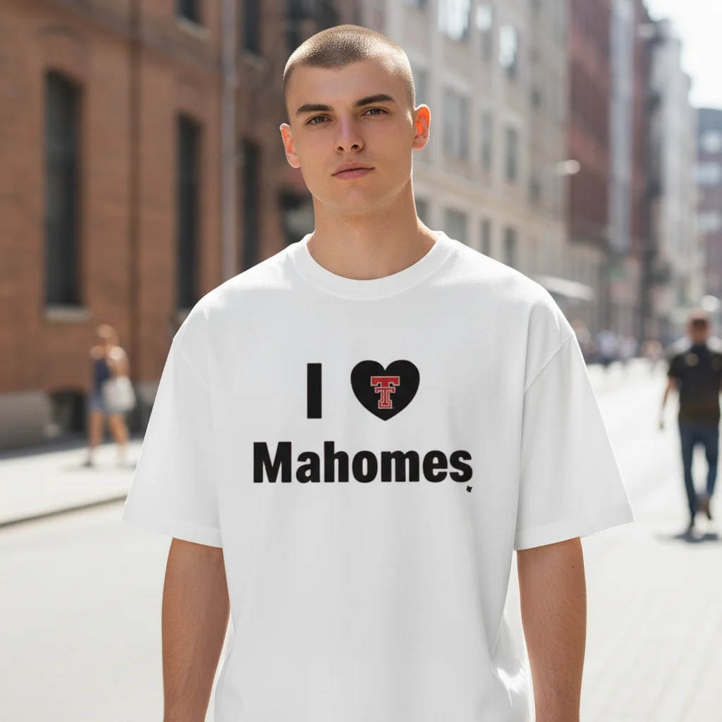 I Mahomes Fan Tee Texas Tech Heart Football Game Day Gift