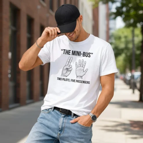 Funny Pilot Humor Tee The Mini Bus Two Pilots Five Passengers Joke T-Shirt