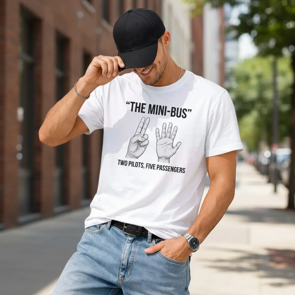 Funny Pilot Humor Tee The Mini Bus Two Pilots Five Passengers Joke T-Shirt