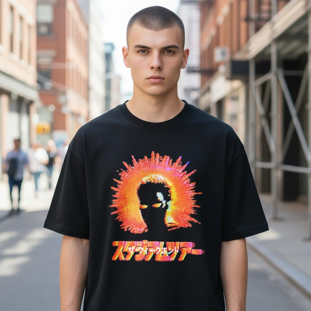Psychedelic Neon Silhouette Japanese Streetwear Tee