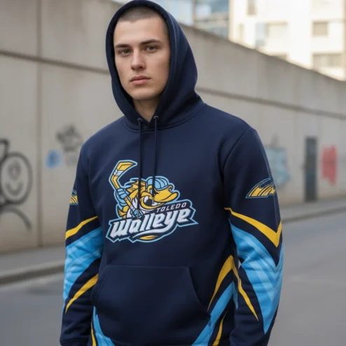 Toledo Walleye Hoodie Navy Blue Minor League Hockey Pullover