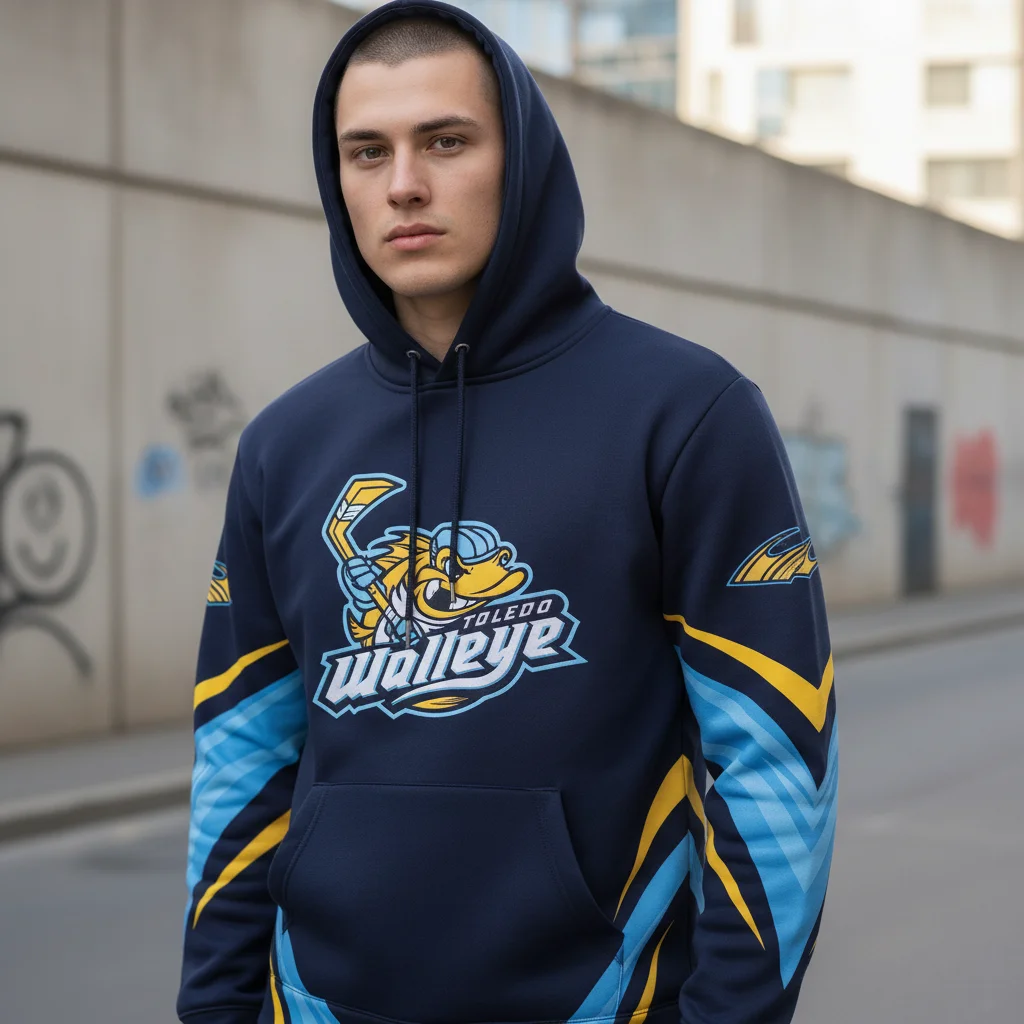Toledo Walleye Hoodie Navy Blue Minor League Hockey Pullover