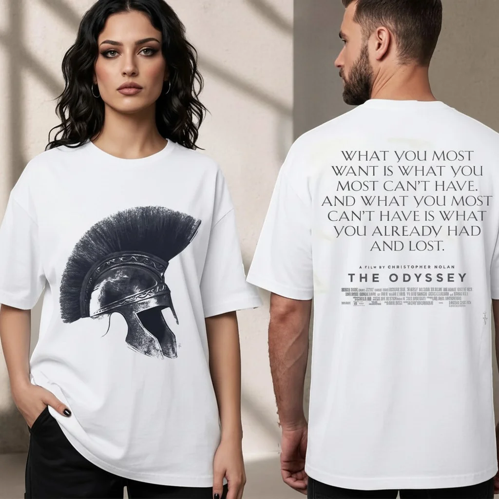 What You Most Want Cinematic Quote Tee Christopher Nolan The Odyssey Spartan Helmet Graphic
