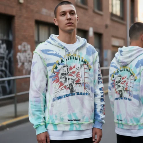Put A Little Love In Your Hate Tie-Dye Graphic Hoodie Vintage Streetwear