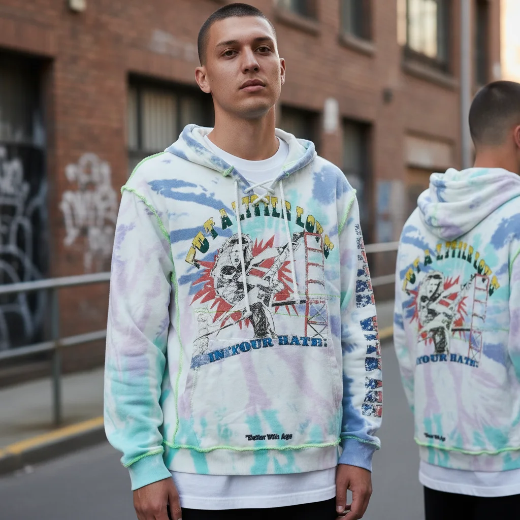 Put A Little Love In Your Hate Tie-Dye Graphic Hoodie Vintage Streetwear