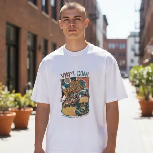 VinylCon Los Angeles Retro Sci-Fi Graphic Tee for Record Collectors