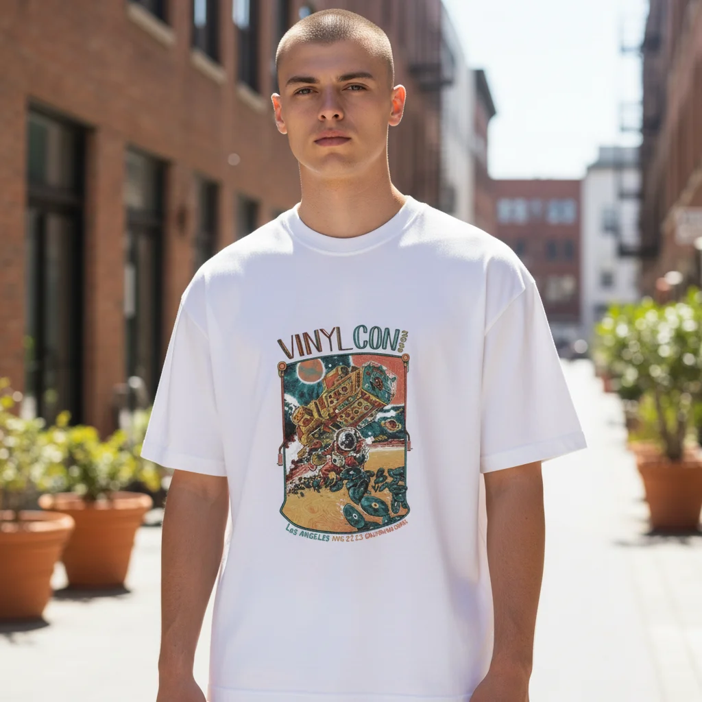 VinylCon Los Angeles Retro Sci-Fi Graphic Tee for Record Collectors