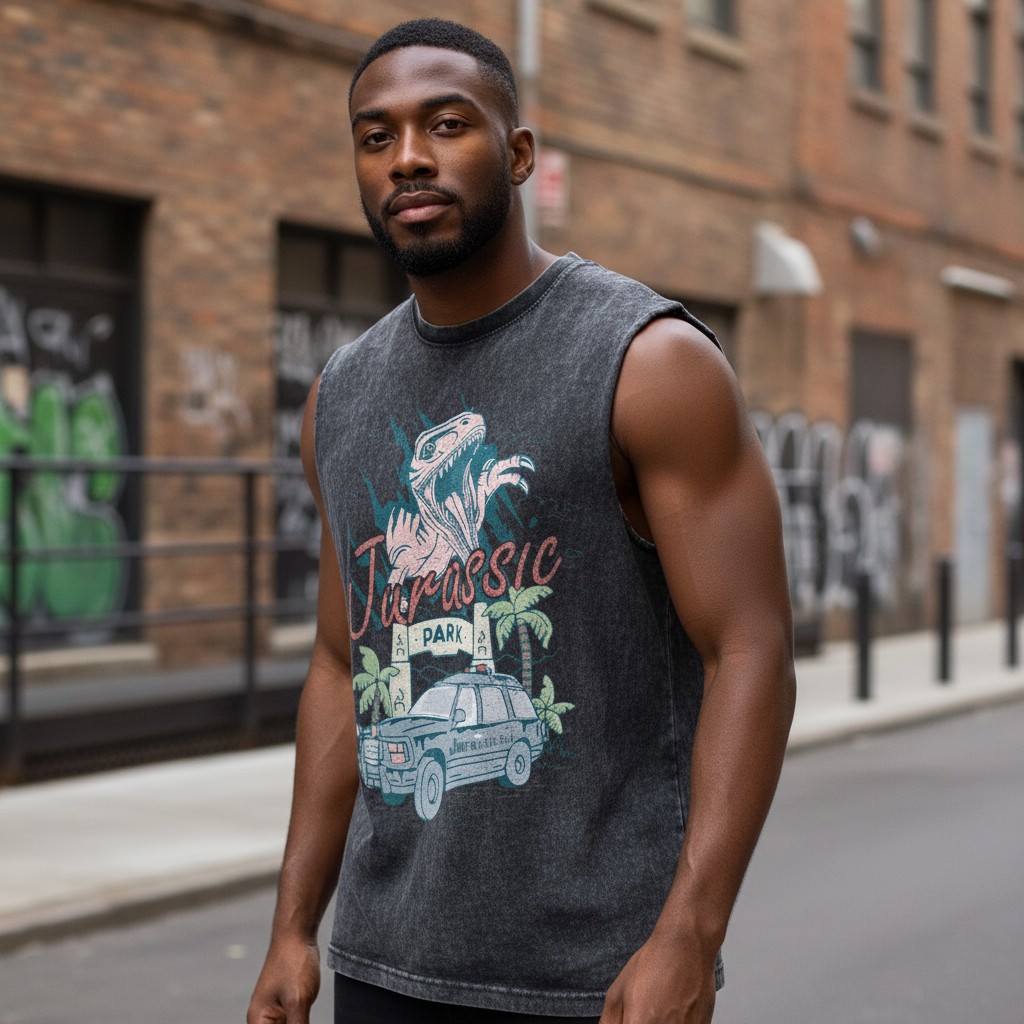 Jurassic Park Vintage 90s Dinosaur Movie Muscle Shirt for Men