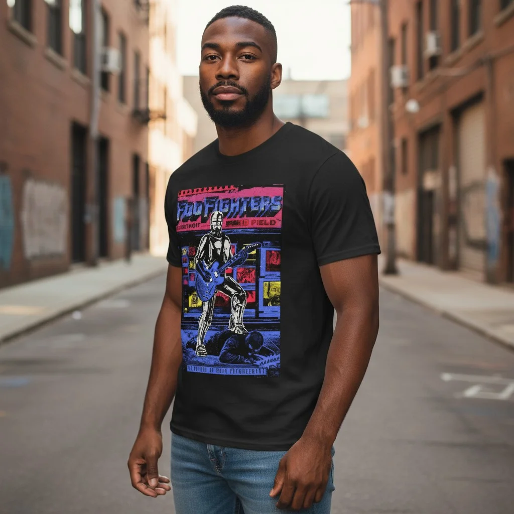 Foo Fighters Tee Detroit 2026 Robot Guitarist Concert Graphic T-Shirt