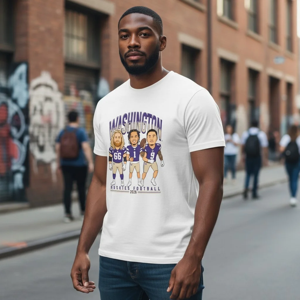 Washington Huskies Football Tee Custom Year Cartoon Players Game Day Fan Shirt