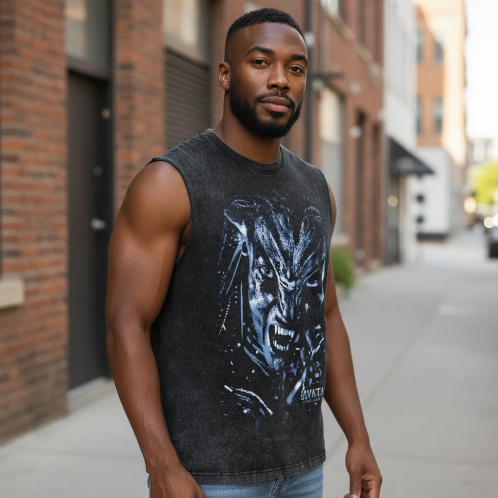 AVATA Sci-Fi Monster Graphic Muscle Shirt for Men Casual Athletic Sleeveless Top