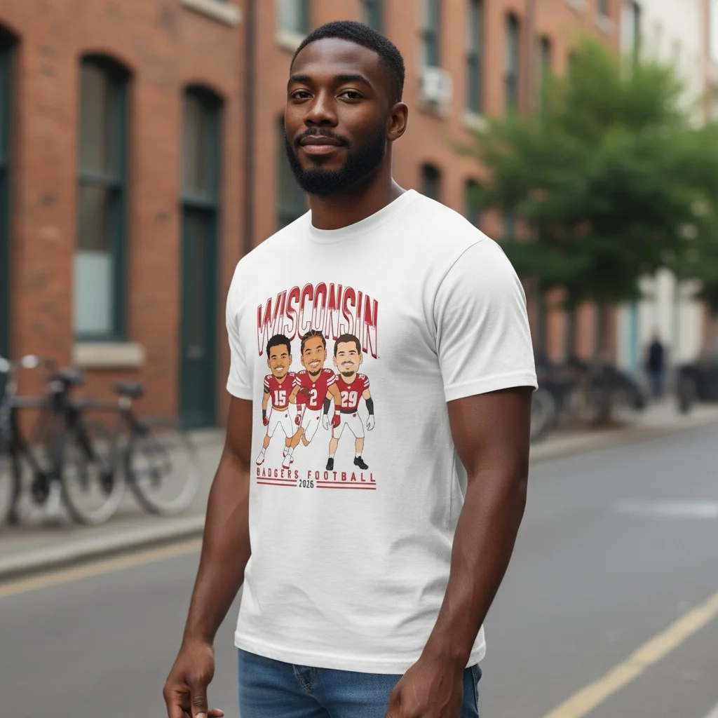 Wisconsin Badgers Football 2025 Custom Cartoon Tee for Game Day