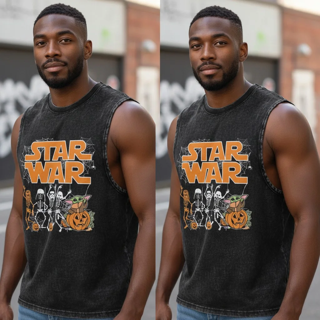 Star War Halloween Grogu Pumpkin Skeleton Sleeveless Shirt