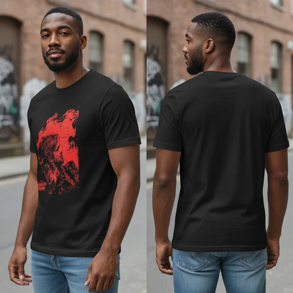 Red Flaming Skull Dark Streetwear Graphic Tee
