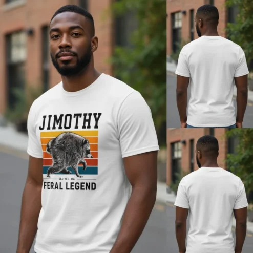 FERAL LEGEND Raccoon Feralcore Graphic Tee Personalized Name and City Retro Shirt