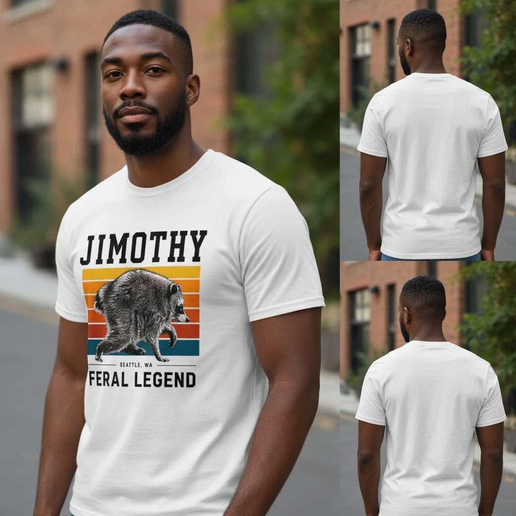FERAL LEGEND Raccoon Feralcore Graphic Tee Personalized Name and City Retro Shirt