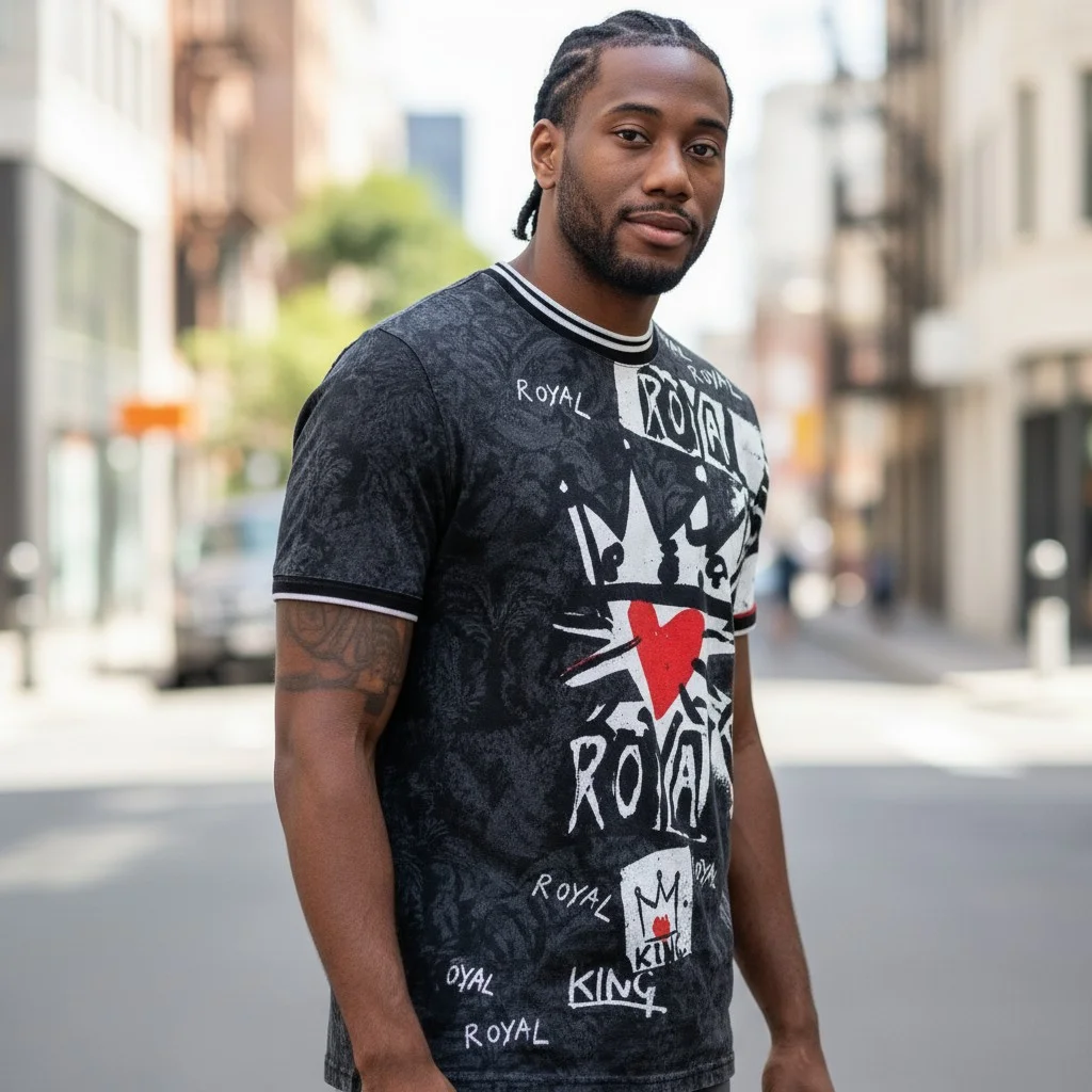 Royal King Graffiti Heart T-Shirt Men's Urban Streetwear