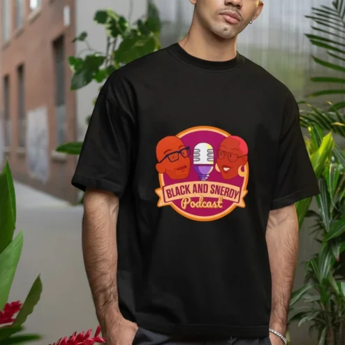 Black and Snerdy Podcast Fan Tee Unisex Graphic Merch