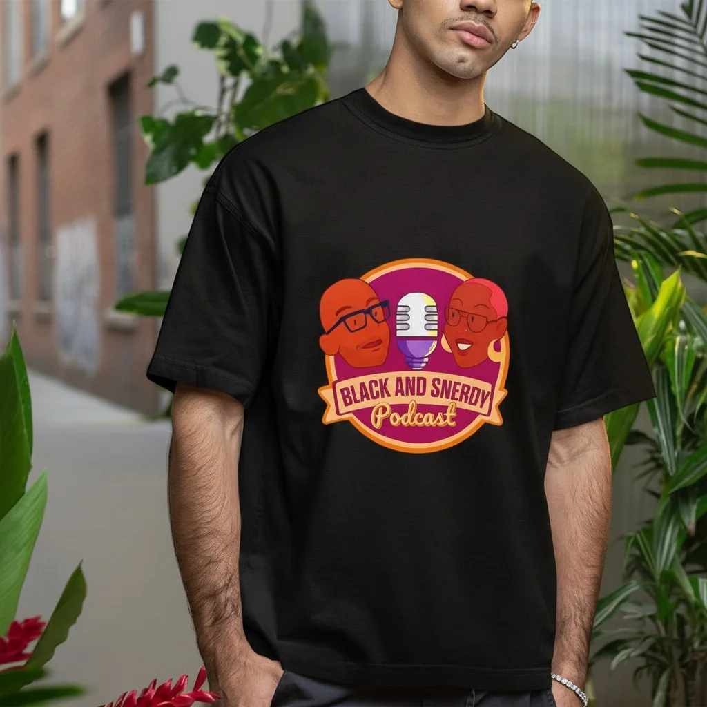 Black and Snerdy Podcast Fan Tee Unisex Graphic Merch
