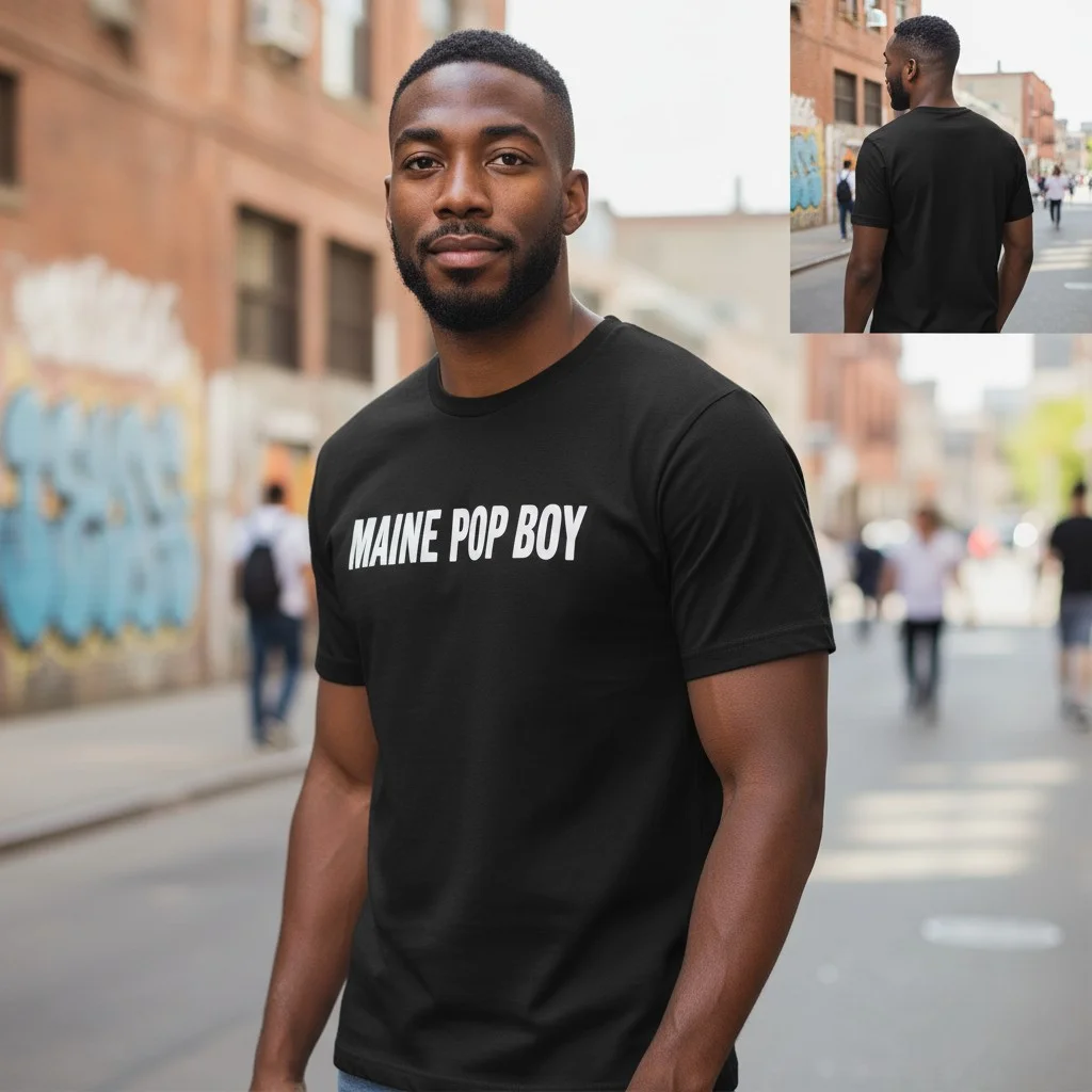 Maine Pop Boy Graphic Tee Minimalist State Pride Shirt for Men