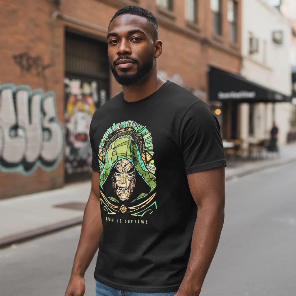 DOOM IS SUPREME Doctor Doom Stained Glass Vintage Wash Tee