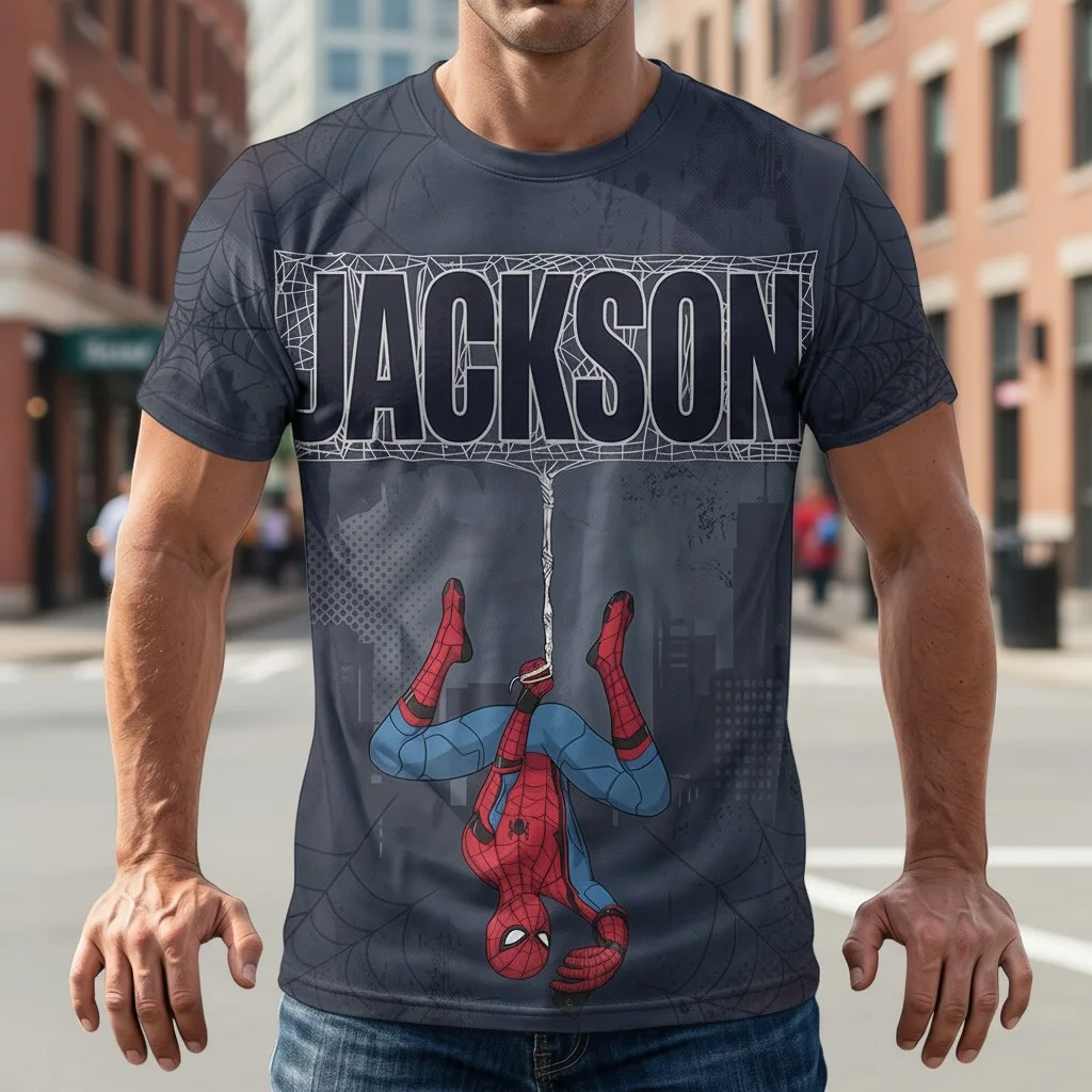 Spider-Man Custom Name Graphic Tee Retro Comic Personalized Fan Gift