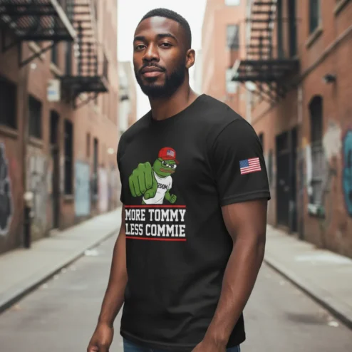 More Tommy Less Commie Pepe the Frog Political Humor Tee