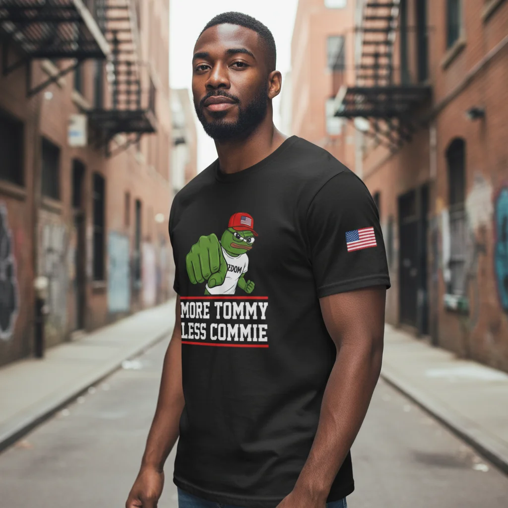 More Tommy Less Commie Pepe the Frog Political Humor Tee