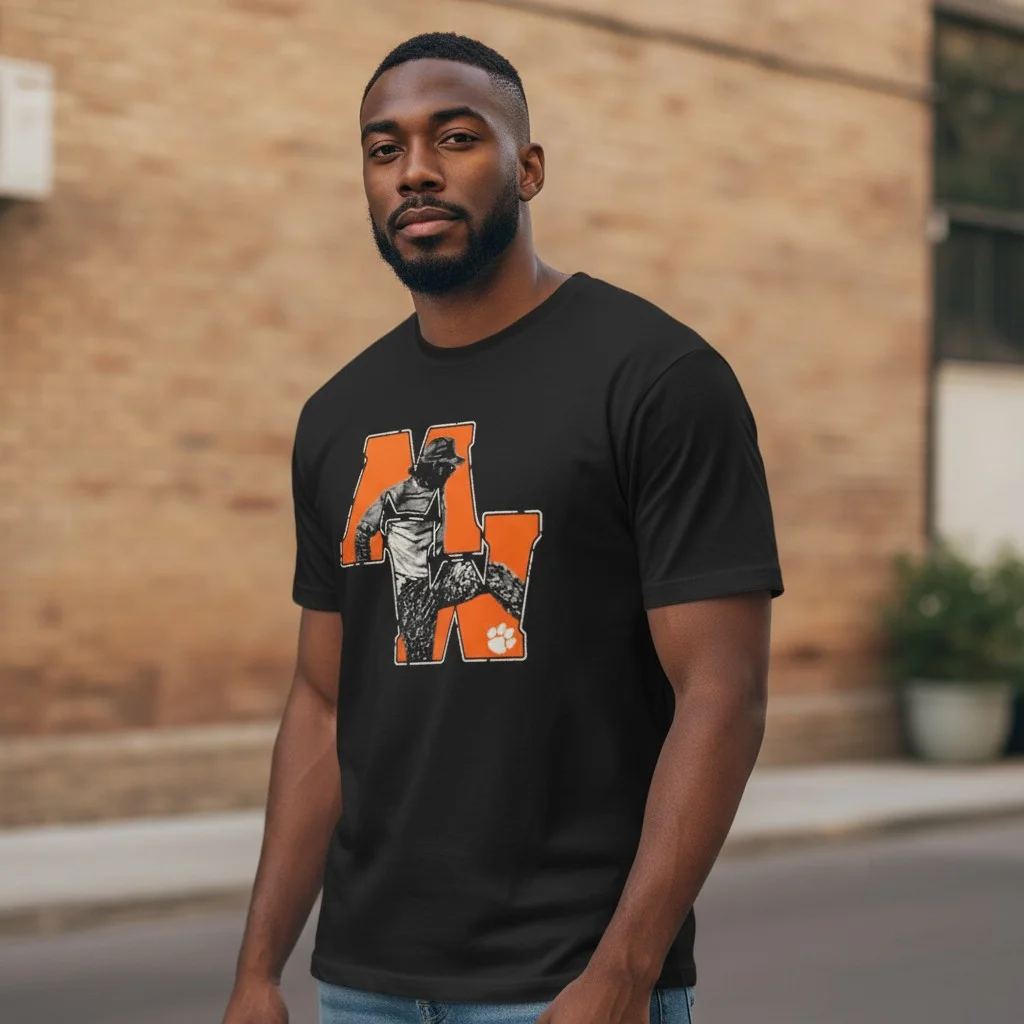 AW Baseball Graphic Tee with Orange Paw Print Tailgate Shirt