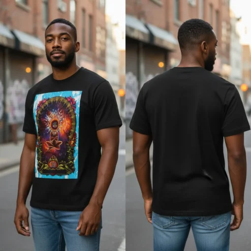 Psychedelic Cosmic Meditation Art Tee Third Eye Spiritual Graphic