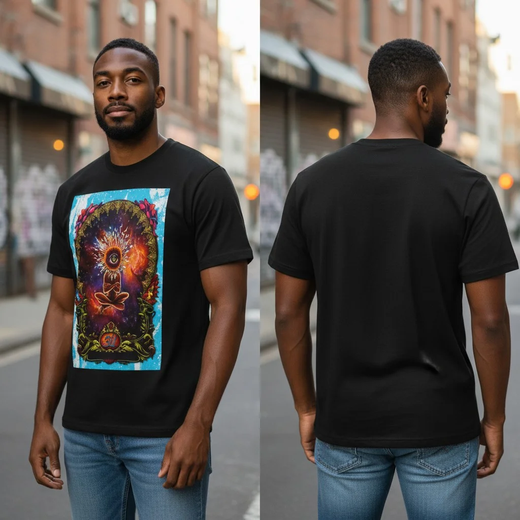 Psychedelic Cosmic Meditation Art Tee Third Eye Spiritual Graphic