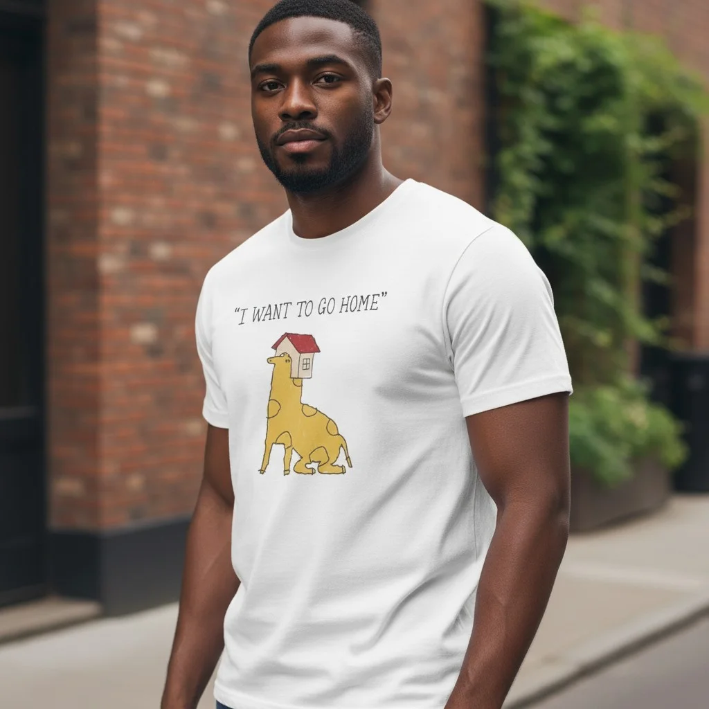 I Want To Go Home Funny Introvert Giraffe Unisex Tee