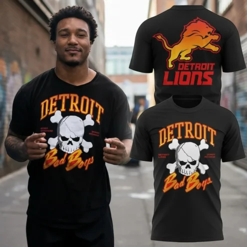 Detroit Bad Boys Lions Retro Tee Vintage Football Mashup Shirt