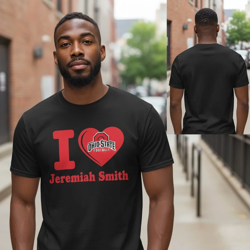 I Heart Ohio State Football Custom Name Tee Game Day Tailgate Apparel