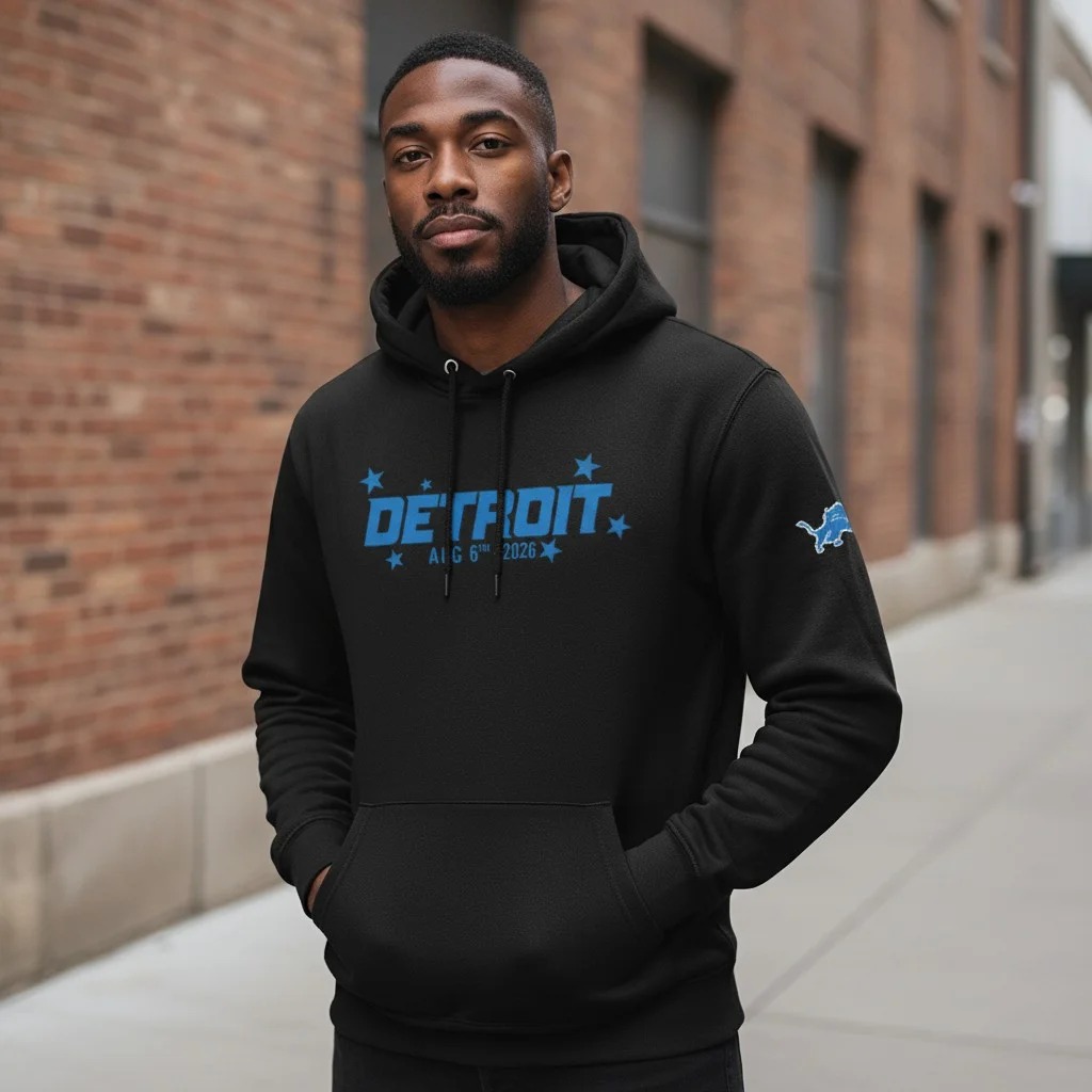 Detroit Custom Date Hoodie Blue Football Fan Pullover Sweatshirt for Men and Women