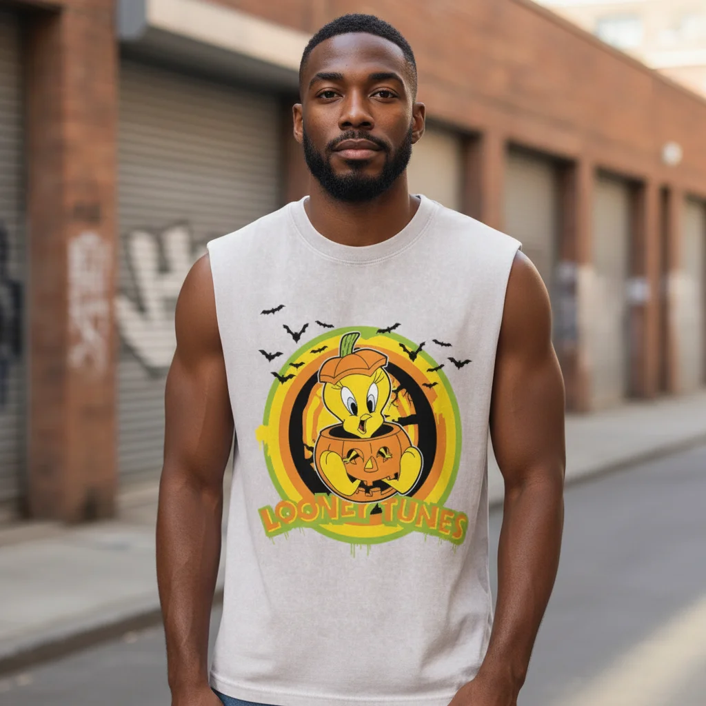 Looney Tunes Tweety Bird Halloween Retro Graphic Sleeveless Shirt