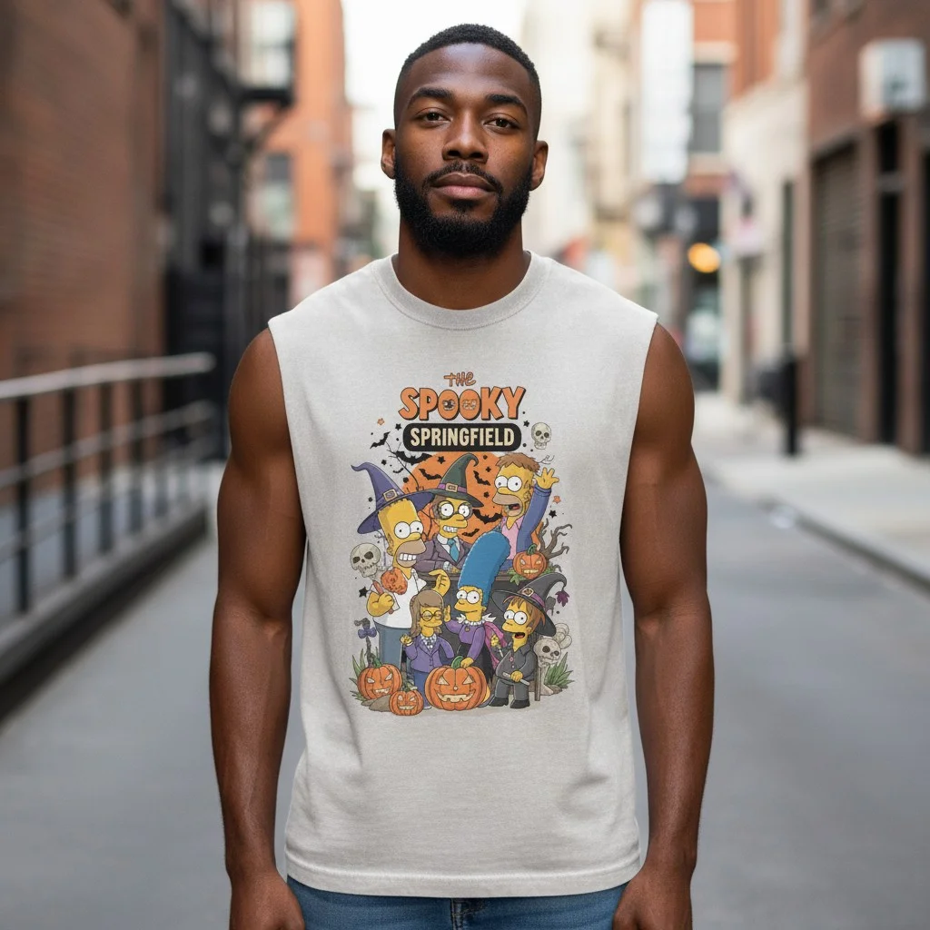 The Spooky Springfield The Simpsons Halloween Sleeveless Shirt Retro Spooky Top