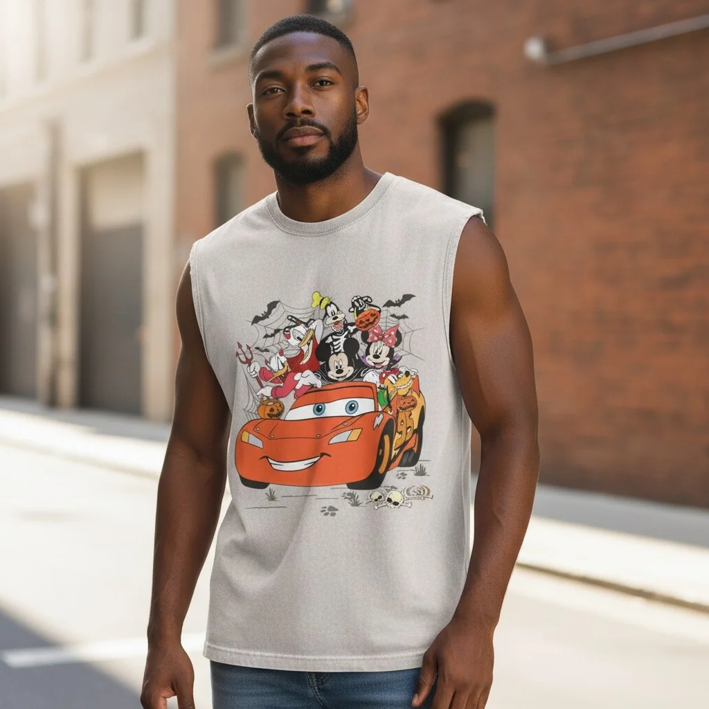 Mickey Mouse and Minnie Mouse Halloween Lightning McQueen Sleeveless Shirt