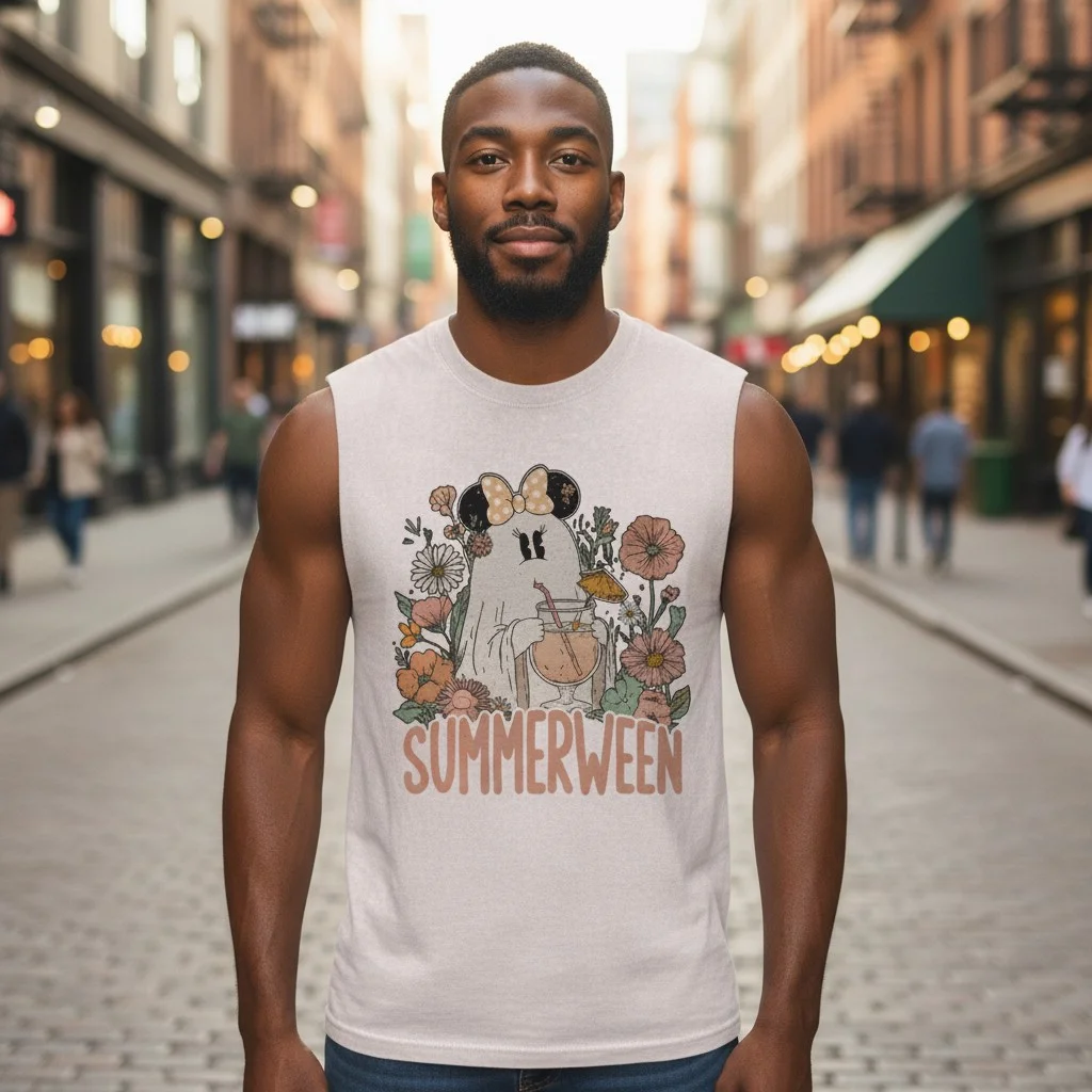 Summerween Minnie Mouse Ghost Sleeveless Shirt Spooky Summer Top