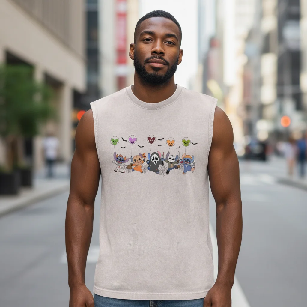Stitch Sleeveless Shirt Halloween Horror Balloon Graphic Top