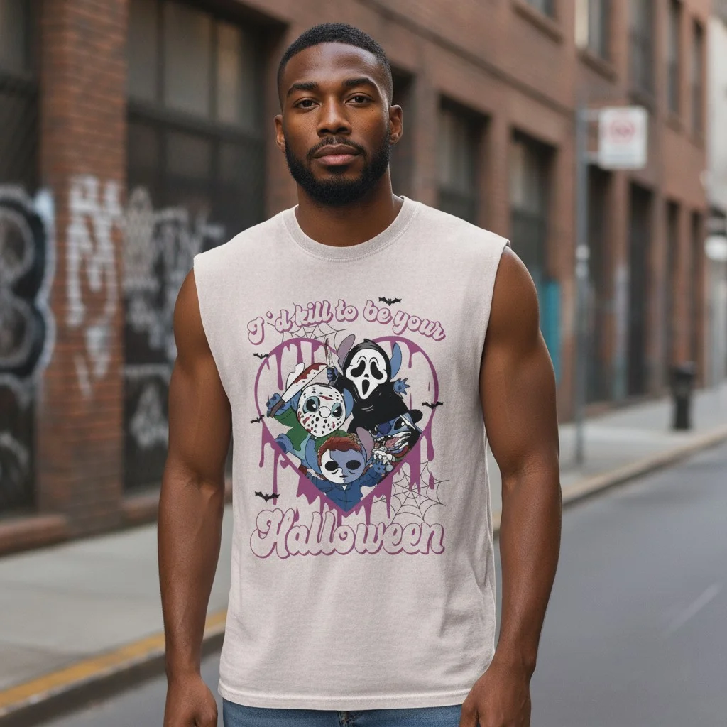 I'd Kill To Be Your Halloween Chibi Horror Mashup Sleeveless Shirt Cute Spooky Top