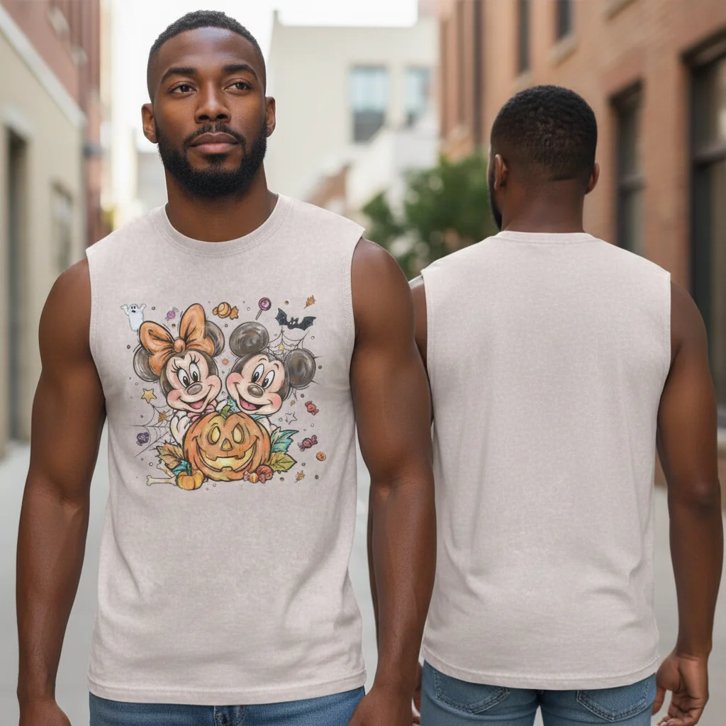 Mickey Mouse And Minnie Mouse Vintage Halloween Sleeveless Shirt
