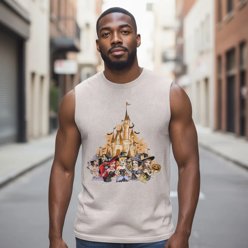 Cute Witch Castle Halloween Sleeveless Shirt Magical Summerween Top