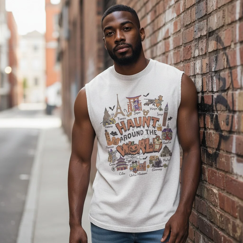 Haunt Around The World Halloween Sleeveless Tee