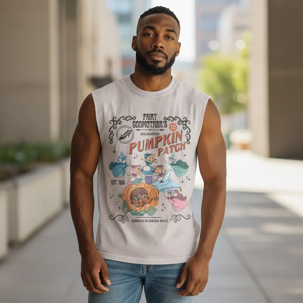 Fairy Godmother's Enchanted Pumpkin Patch Sleeveless Tee Vintage Fall Apparel