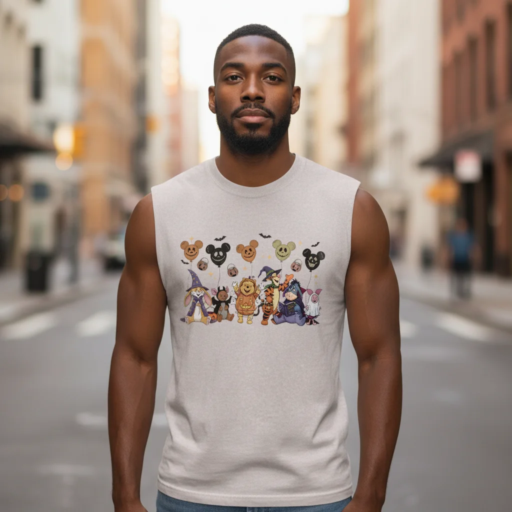 Winnie the Pooh Tigger Eeyore Piglet Mickey Mouse Halloween Sleeveless Shirt for Men