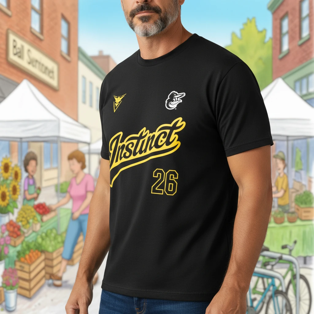 Team Instinct Orioles Pokemon GO Night Graphic Tee with Custom Number